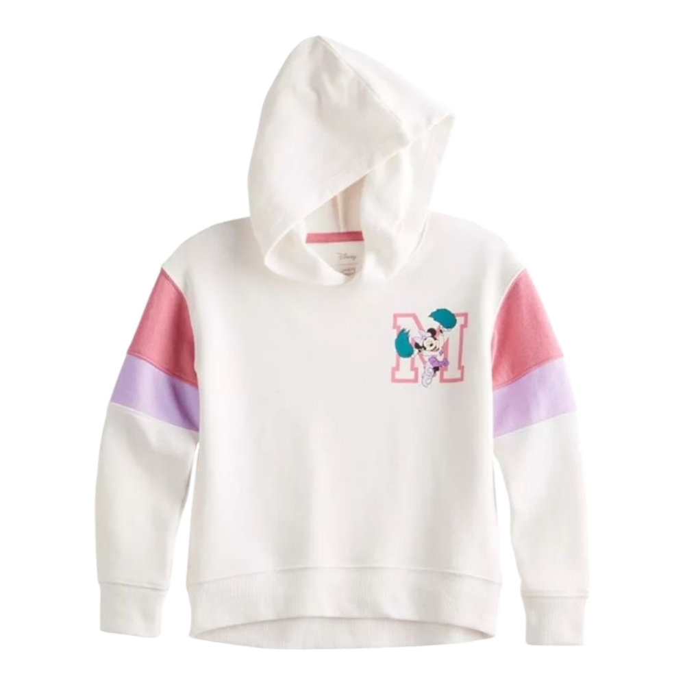 Disney Minnie Mouse Sporty Cheerleader Hoodie Sweater White NEW‎ Size 8 Medium - Picture 2 of 8
